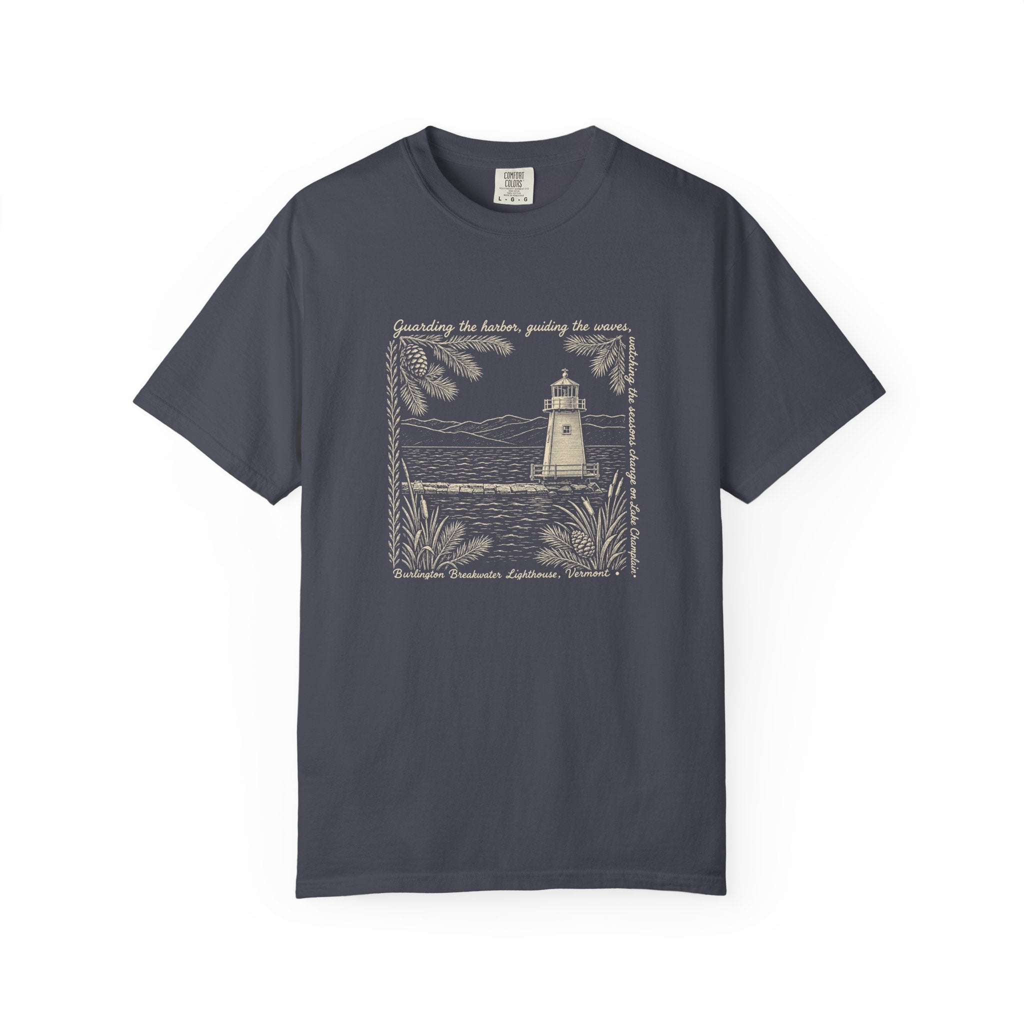 Lighthouse Lake Champlain Graphic T-Shirt — 'Guarding the Harbor' Nautical Tee