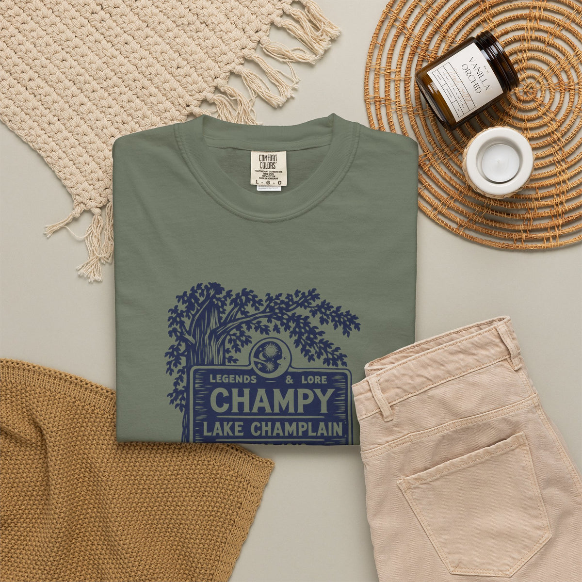 Lake Champlain "Champy" Tee — Vintage Mermaid/Nessie Sign Graphic T-Shirt