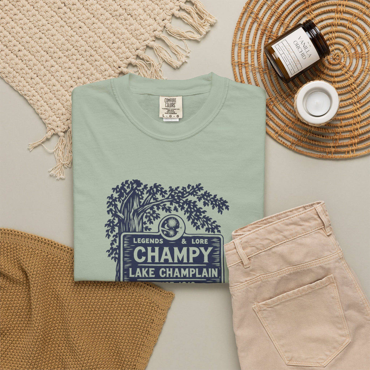 Lake Champlain "Champy" Tee — Vintage Mermaid/Nessie Sign Graphic T-Shirt